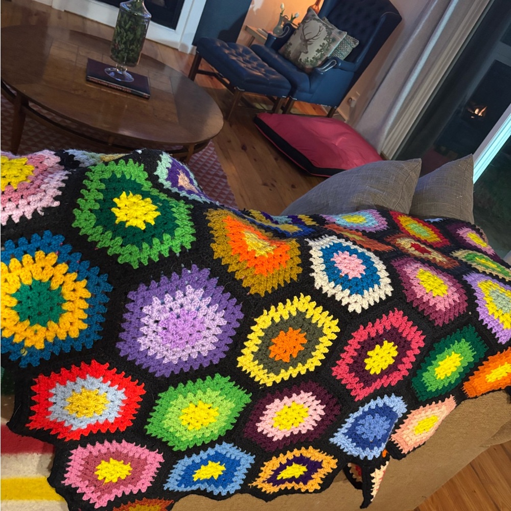 Colorful Hexagon Crochet Blanket